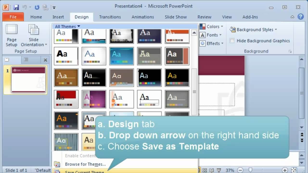 Creating And Setting A Default Template Or Theme In Powerpoint Within Powerpoint Default Template