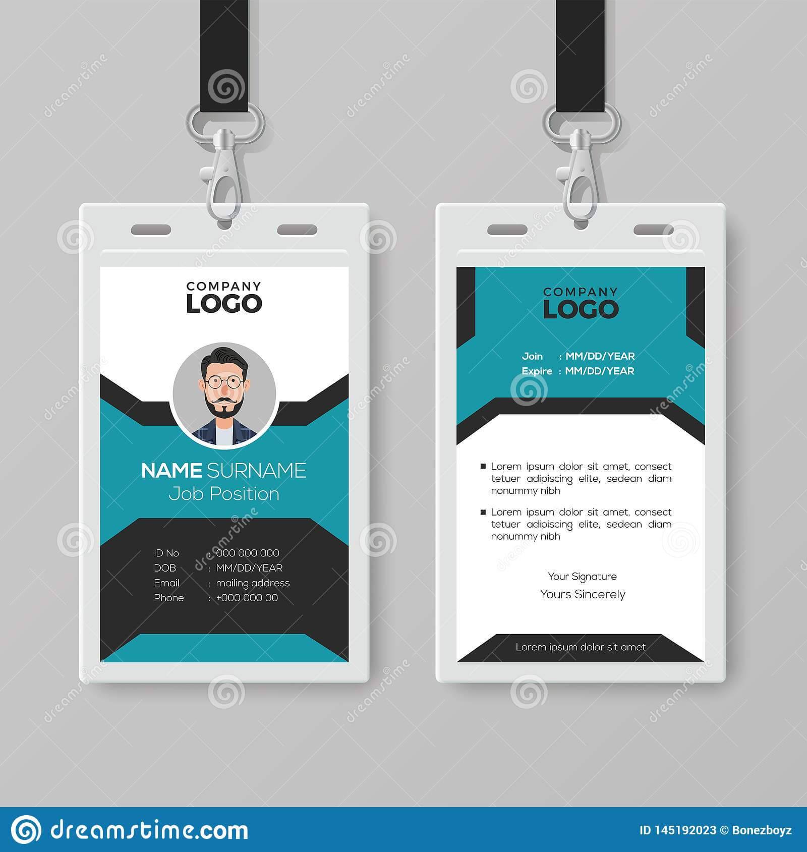 Creative Employee Id Card Template Stock Vector Pertaining To Pvc Card Template