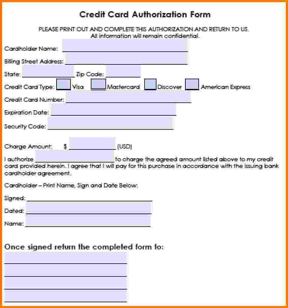Credit Card Form Authorization Template | Restaurant For Credit Card Billing Authorization Form Template