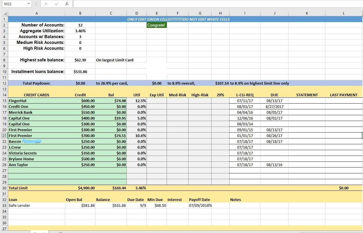 Credit Card Utilization Tracking Spreadsheet | Credit Card In Credit Card Payment Spreadsheet Template