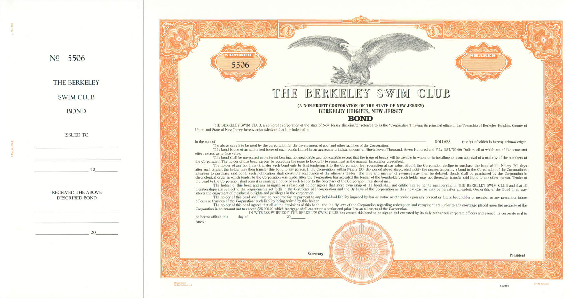 Custom Bond Certificate – Goes #850Or – Corporate Publishing Within Corporate Bond Certificate Template