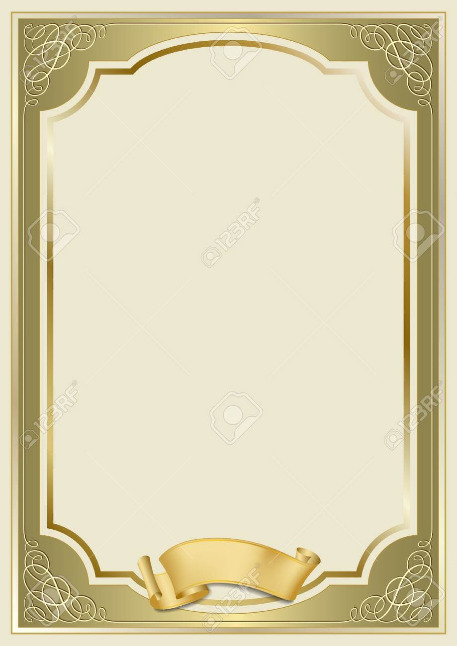 Decorative Rectangular Framework And A Scroll. Template For Diploma,.. Intended For Scroll Certificate Templates