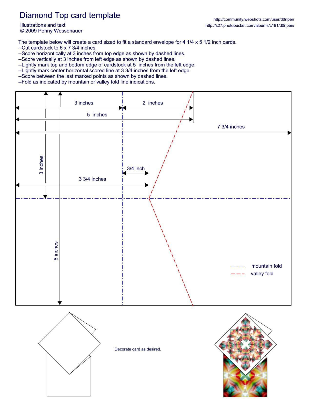 Diamond Topped Card Template – To Fit A Standard A2 Card Regarding A2 Card Template