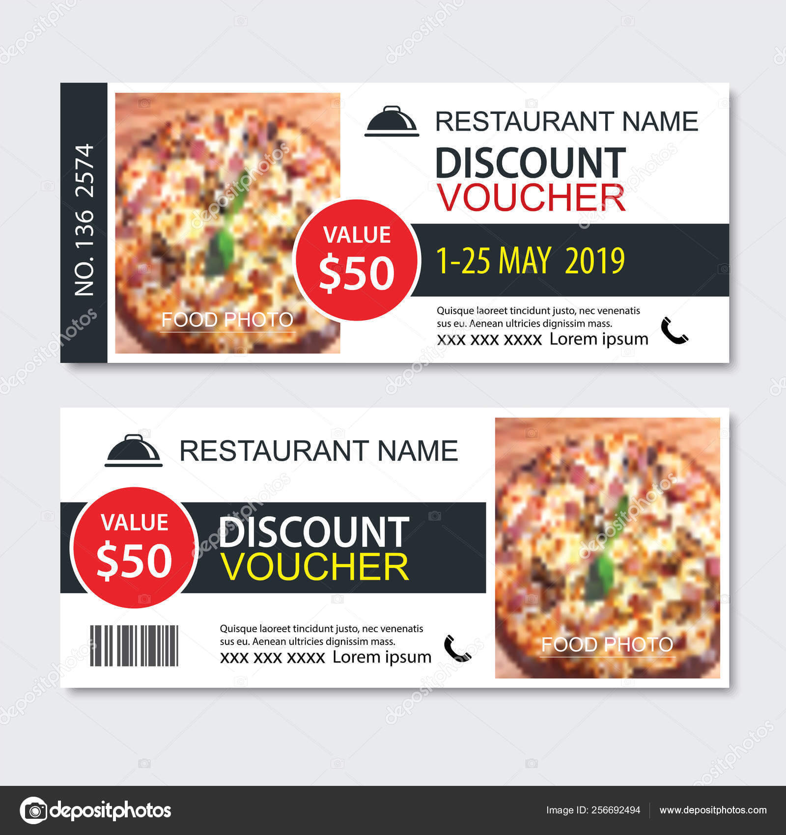 Discount Gift Voucher Fast Food Template Design. Pizza Set Inside Pizza Gift Certificate Template