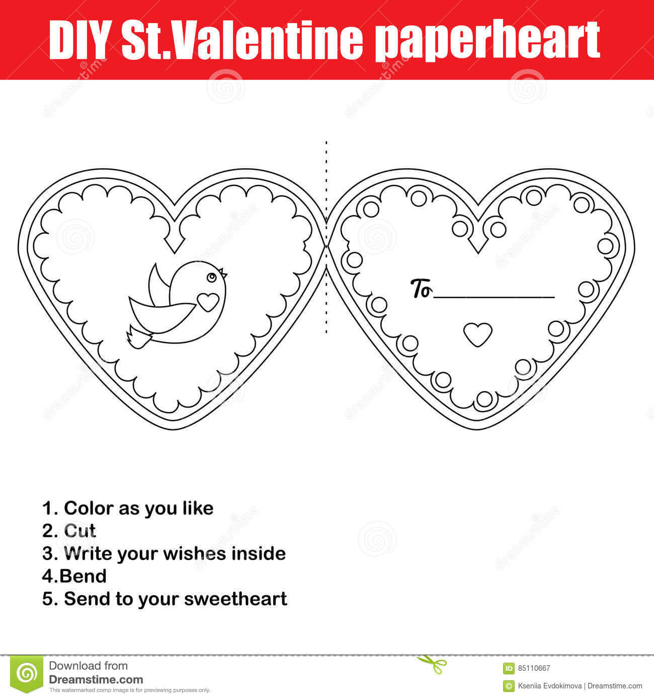 Diy Children Educational Creative Game. Make A Valentine Day Intended For Valentine Card Template For Kids