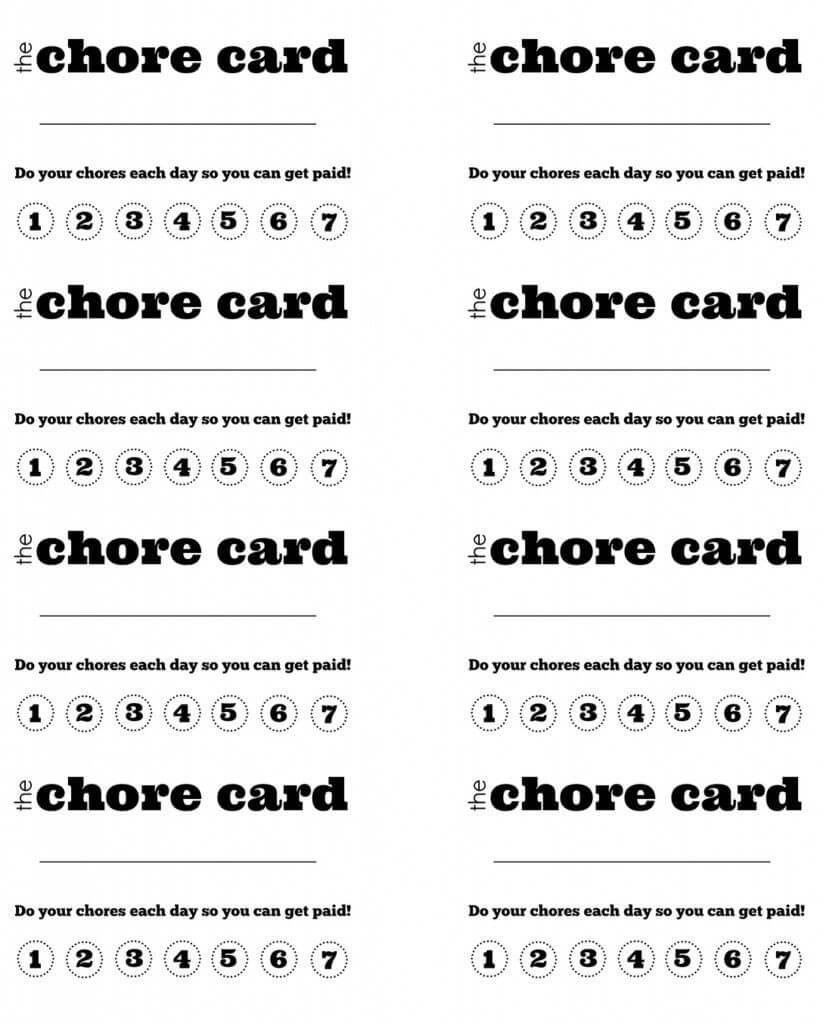 Diy Printable Kid S Chore Punch Card | Chore Cards, Kids In Reward Punch Card Template