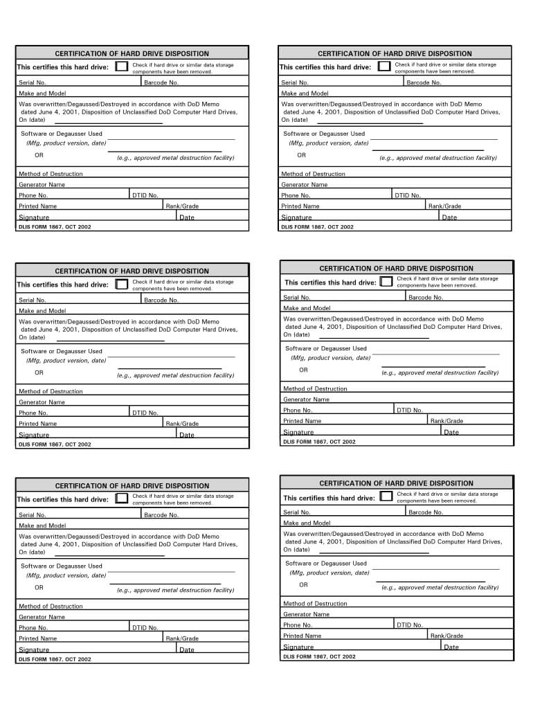 Dla Form 2500 – Fill Online, Printable, Fillable, Blank In Hard Drive Destruction Certificate Template