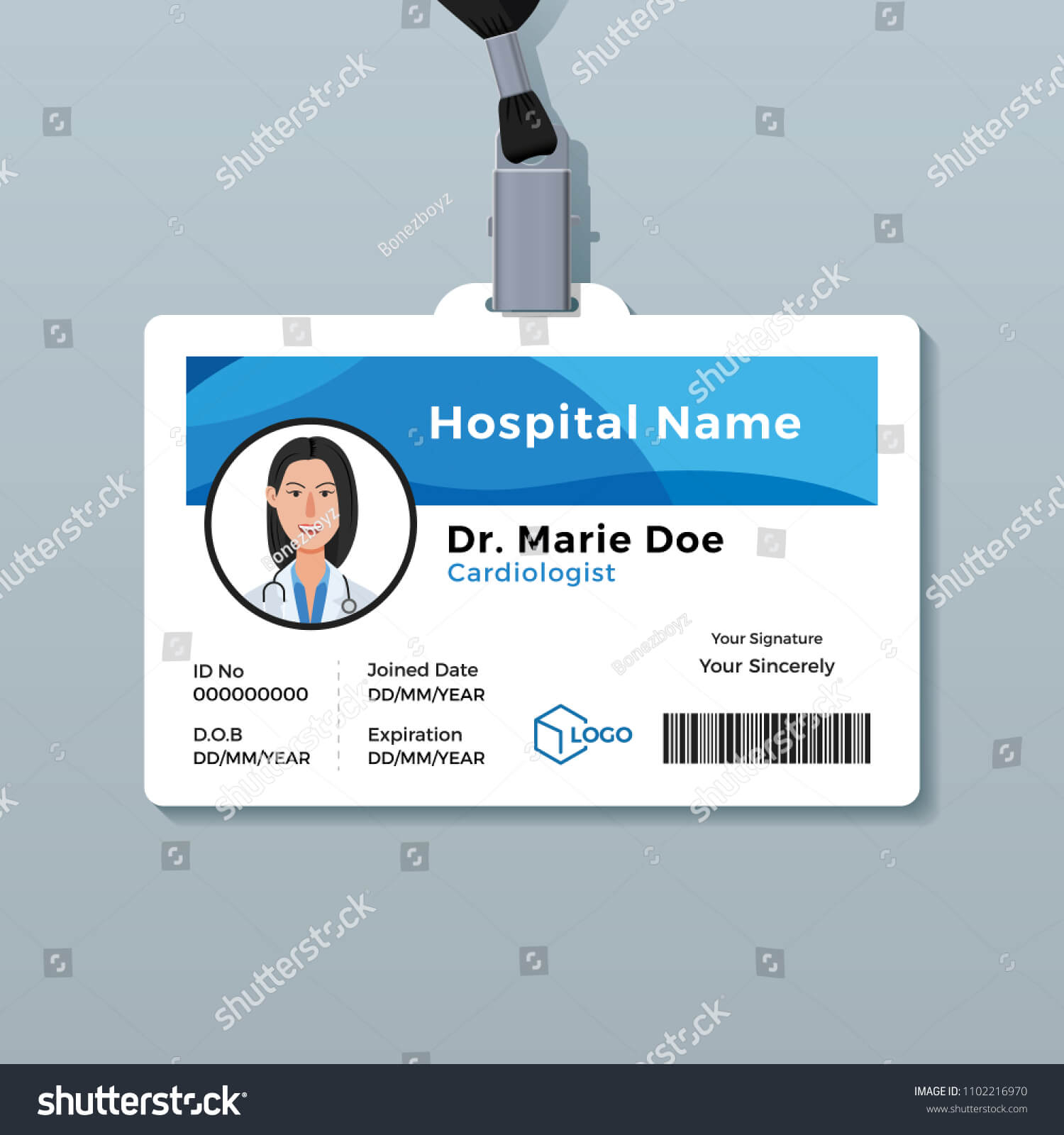 Doctor Id Card Medical Identity Badge Stock Vector (Royalty Within Hospital Id Card Template