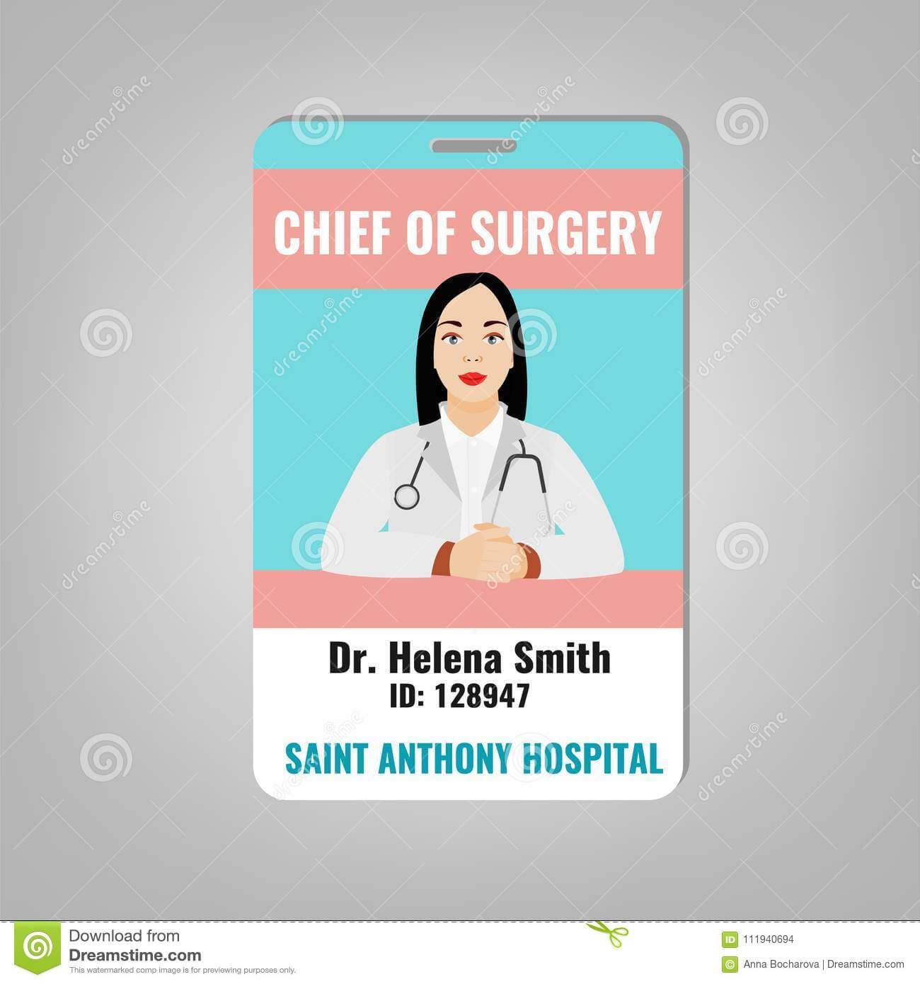 Doctor Id Card Stock Vector. Illustration Of Doctor – 111940694 Regarding Doctor Id Card Template