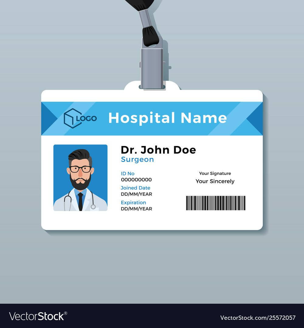 Doctor Id Card Template Medical Identity Badge With Doctor For Hospital Id Card Template