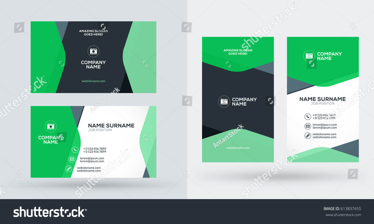 Doublesided Creative Business Card Template Portrait In Portrait Id Card Template