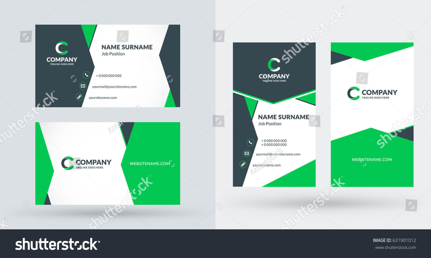 Doublesided Creative Business Card Template Portrait Stock Pertaining To Portrait Id Card Template