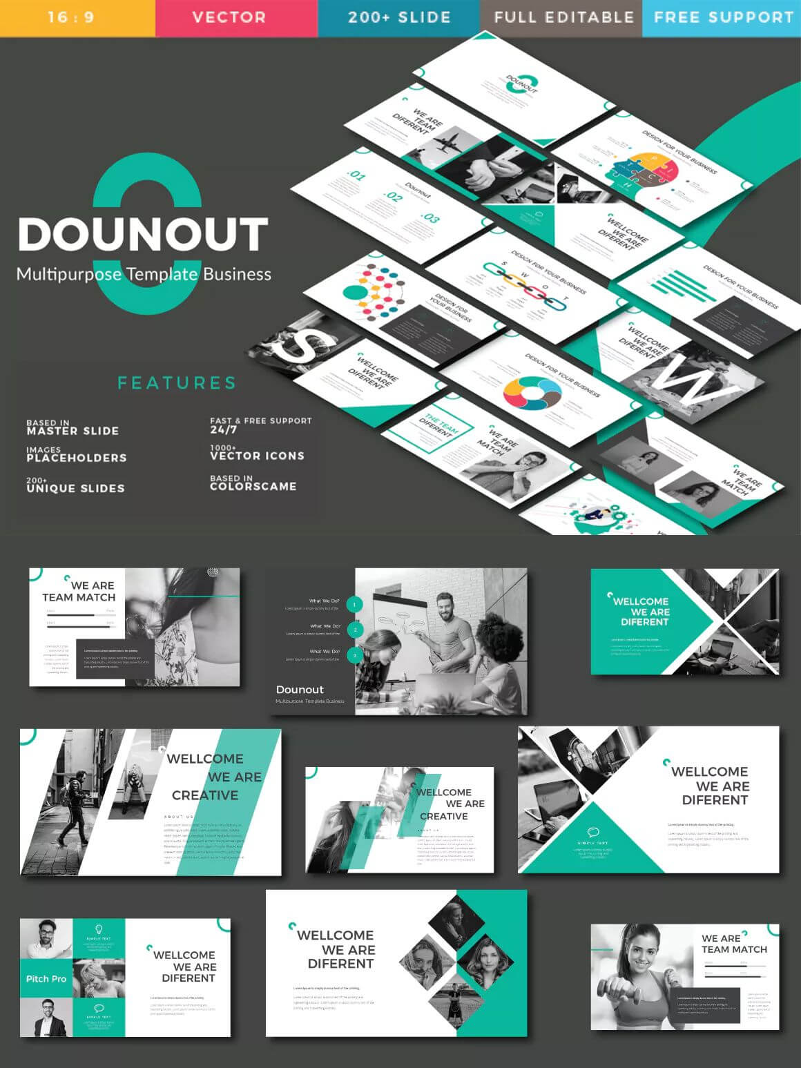 Dounot Creative Keynote Presentation Template – 3 Color For Keynote Brochure Template