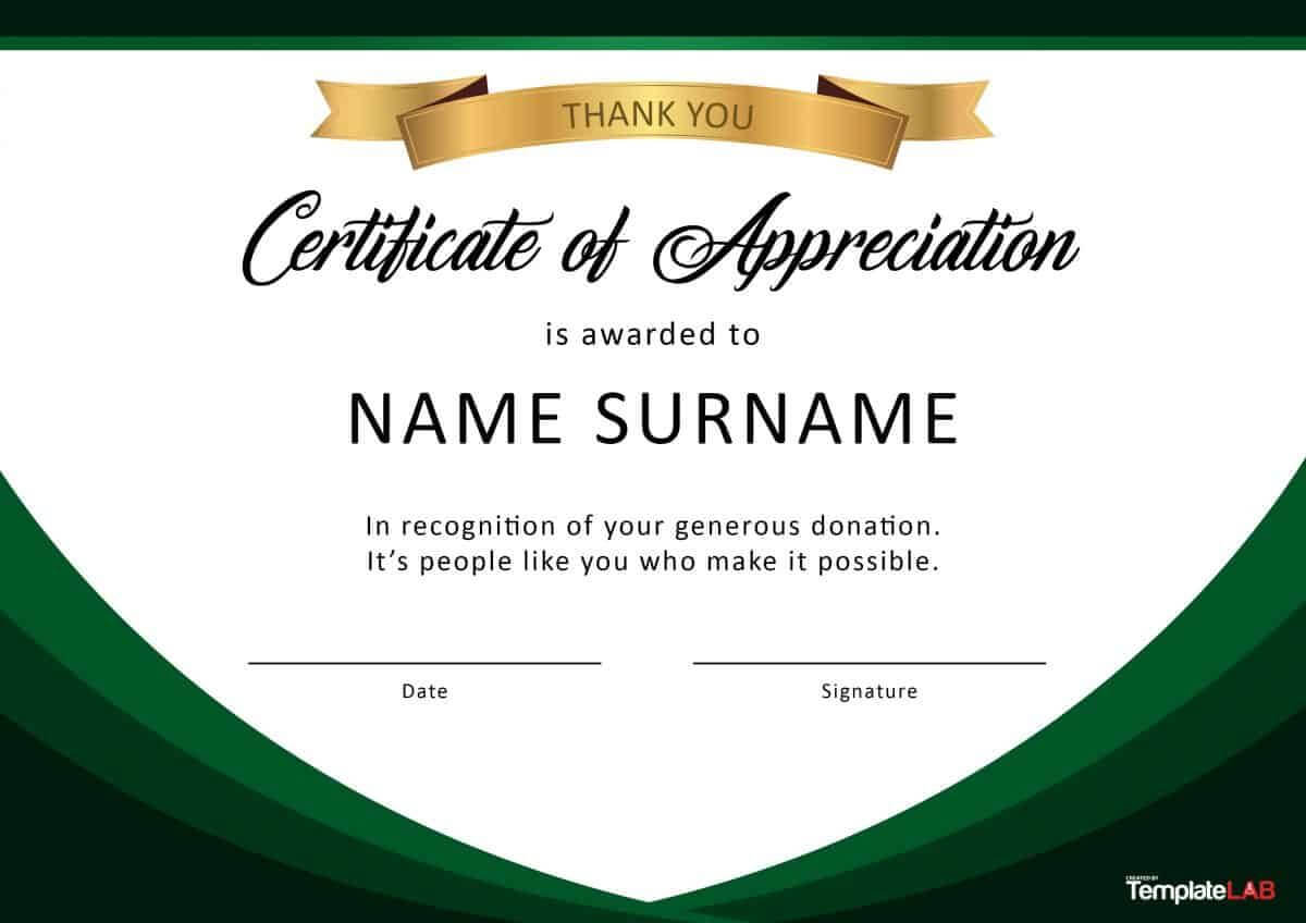 Download Certificate Of Appreciation For Donation 02 With Free Template For Certificate Of Recognition