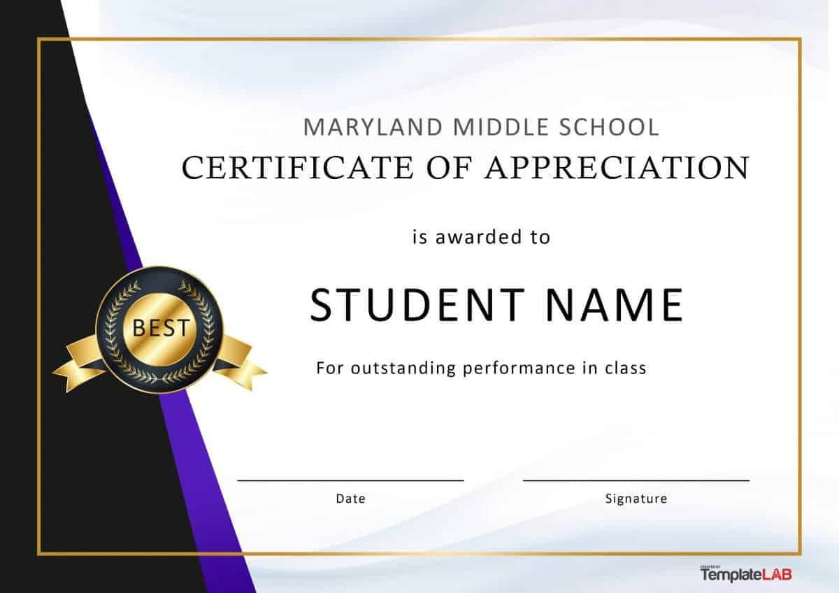 Download Certificate Of Appreciation For Students 02 Intended For Best Performance Certificate Template