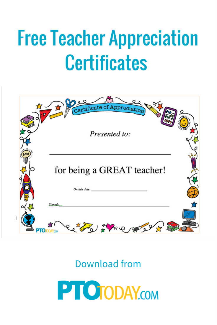Download Our Teacher Appreciation Certificate To Give To Pertaining To Best Teacher Certificate Templates Free