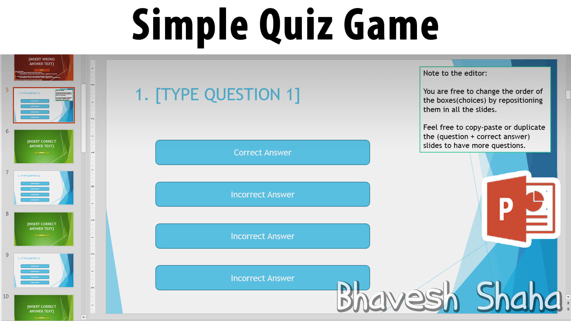 Download Powerpoint Template – Interactive Quiz Game For Within Powerpoint Quiz Template Free Download