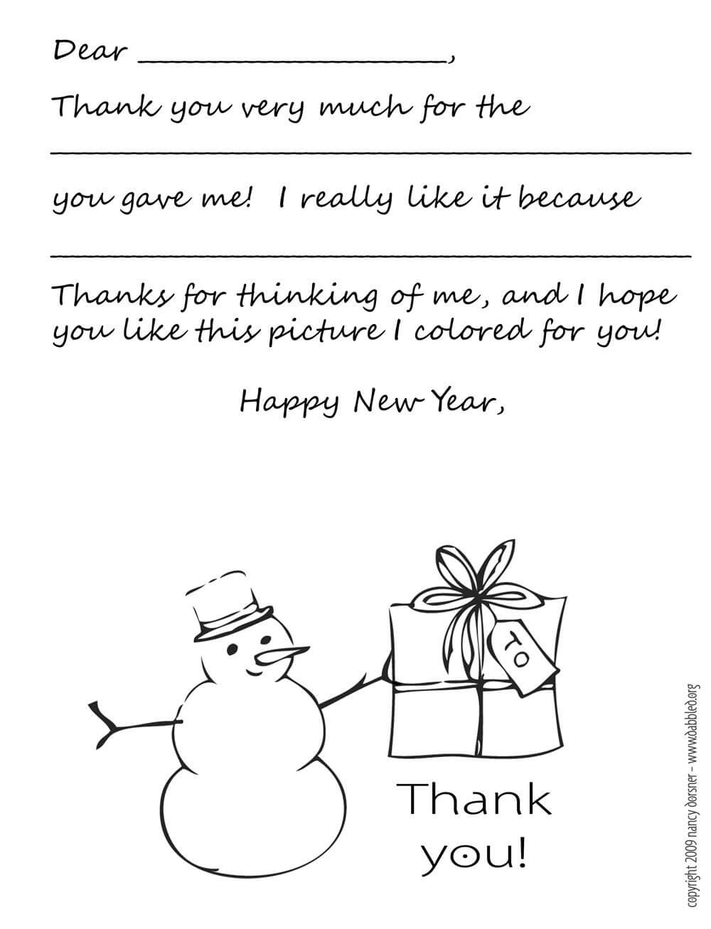 Download: Printable Holiday Thank You Note Template For Kids With Thank You Note Cards Template