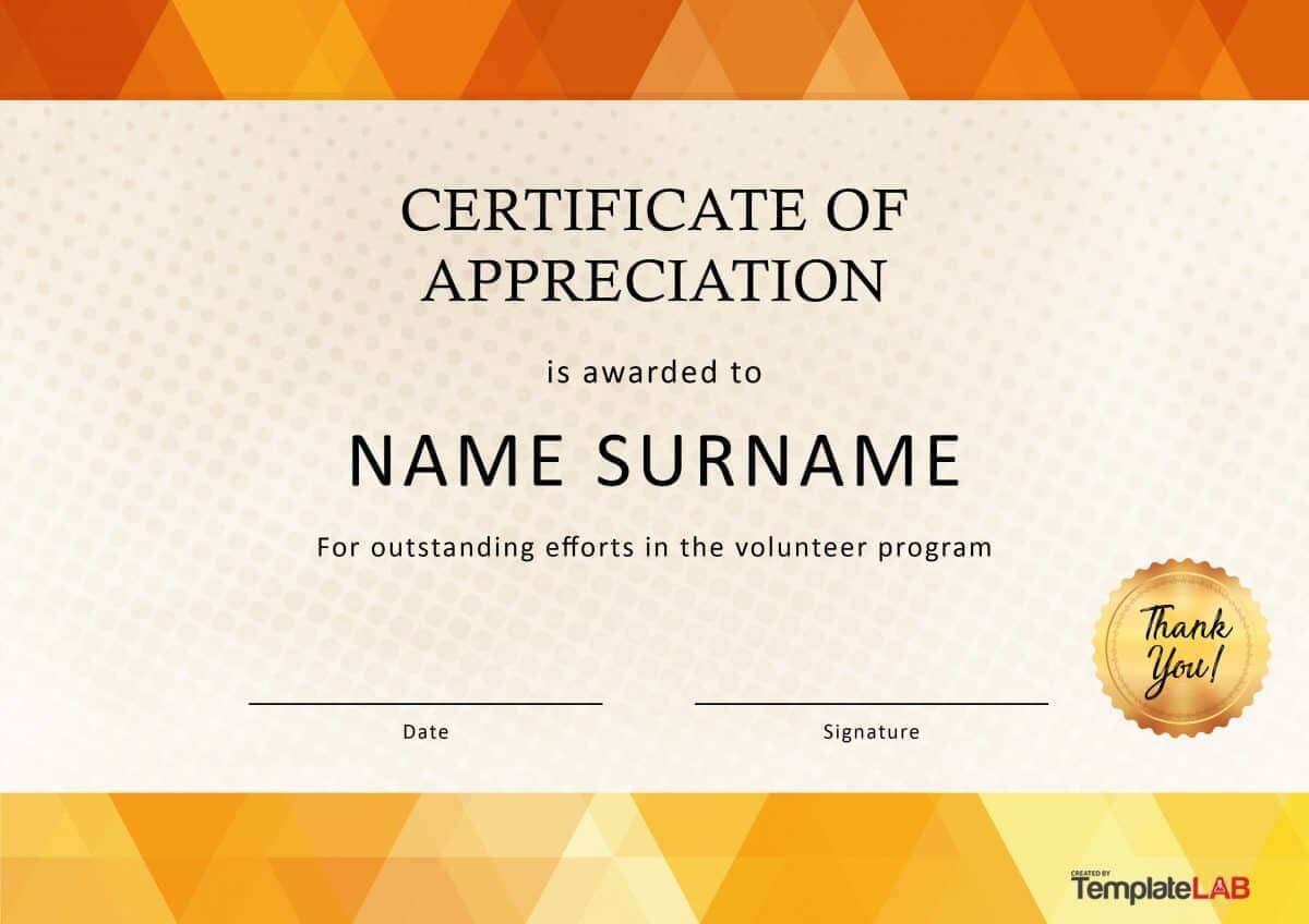 Download Volunteer Certificate Of Appreciation 01 With Regard To Volunteer Award Certificate Template
