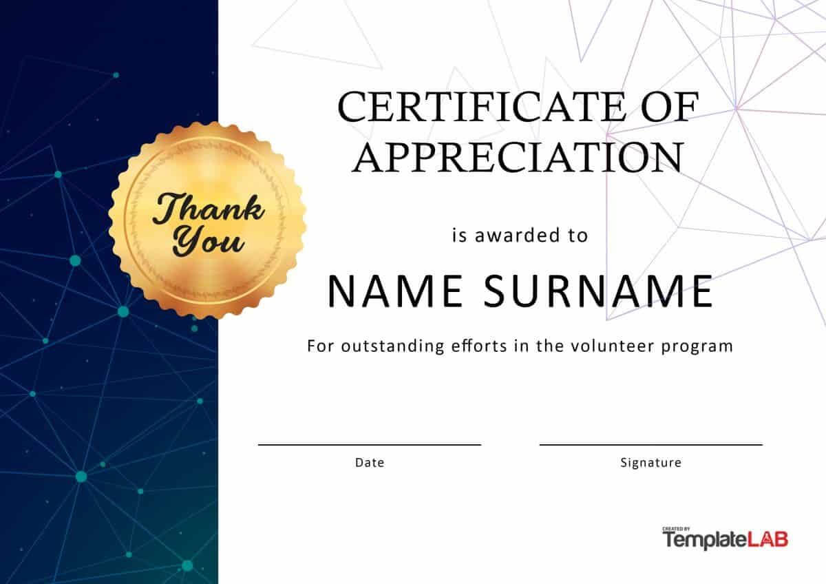 Download Volunteer Certificate Of Appreciation 03 Within Volunteer Certificate Template