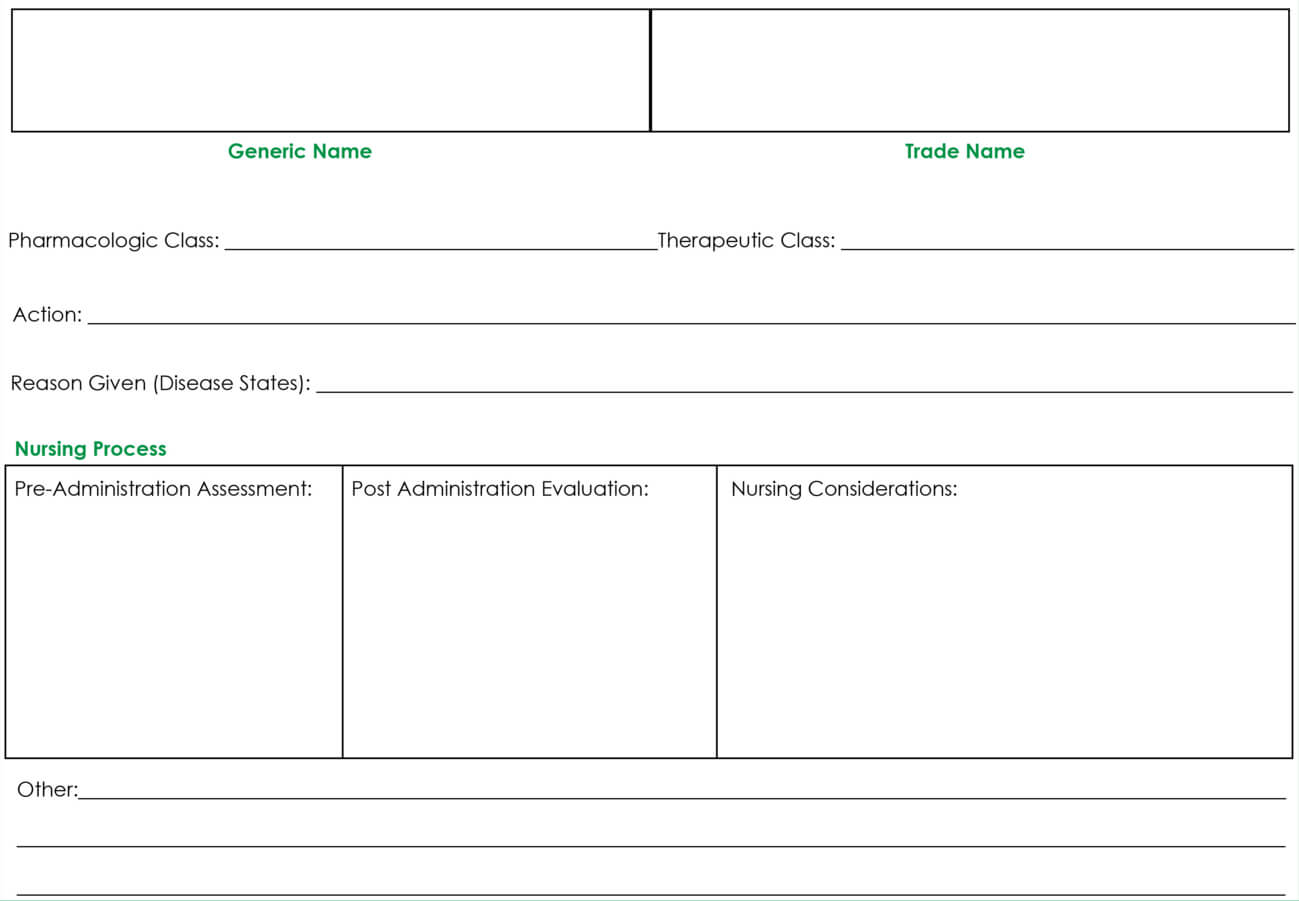 Drug Card Template | Nursing School Notes, Pharmacology Within Med Cards Template