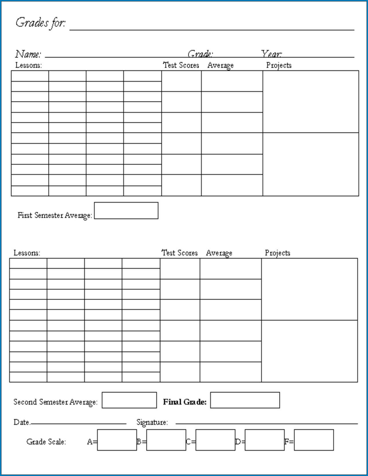 √ Free Printable Homeschool Report Card Template | Templateral Within Homeschool Middle School Report Card Template