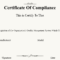 ❤️ Free Certificate Of Compliance Templates❤️ With Certificate Of Compliance Template