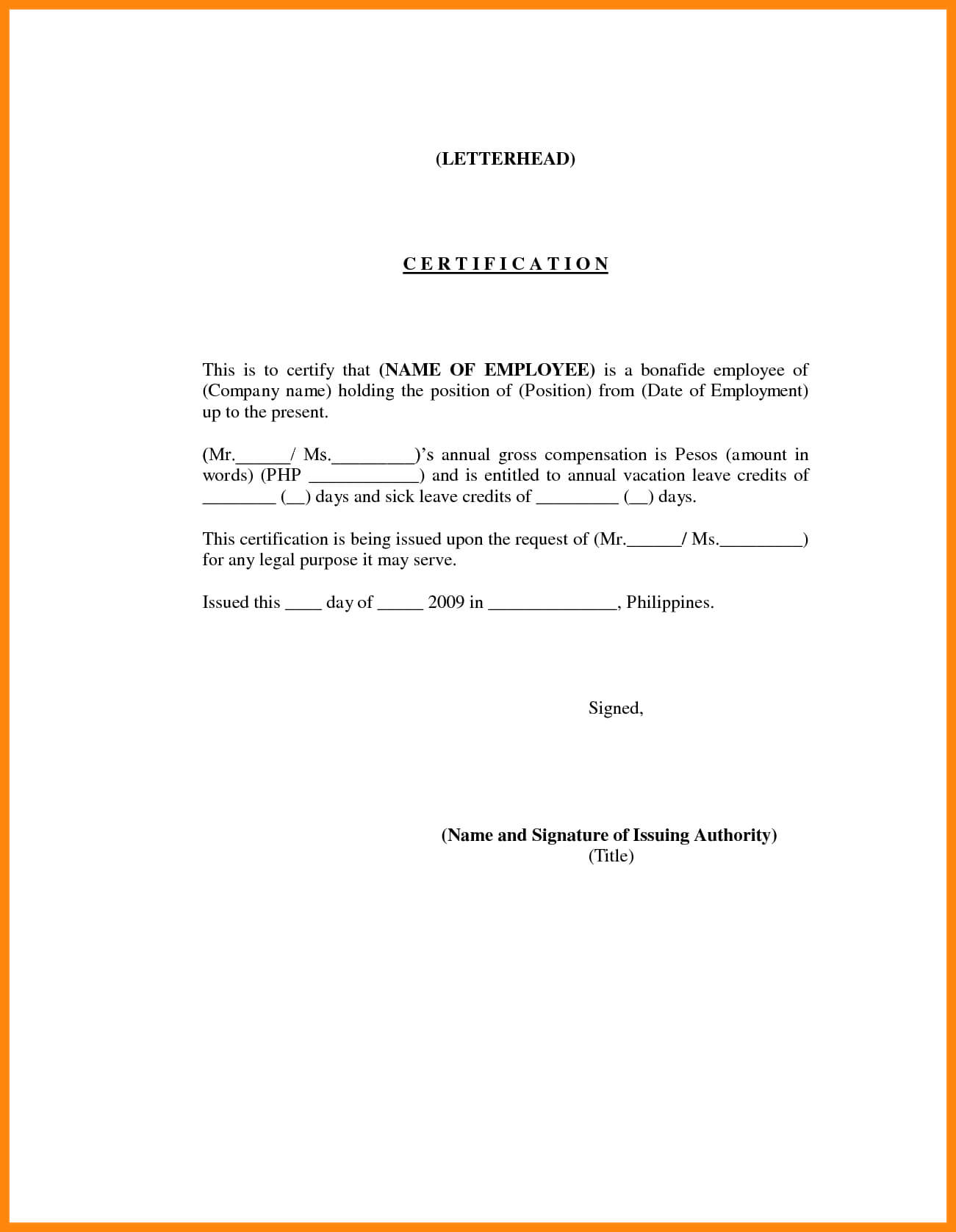 ❤️ Free Printable Certificate Of Employment Form Sample Throughout Employee Certificate Of Service Template