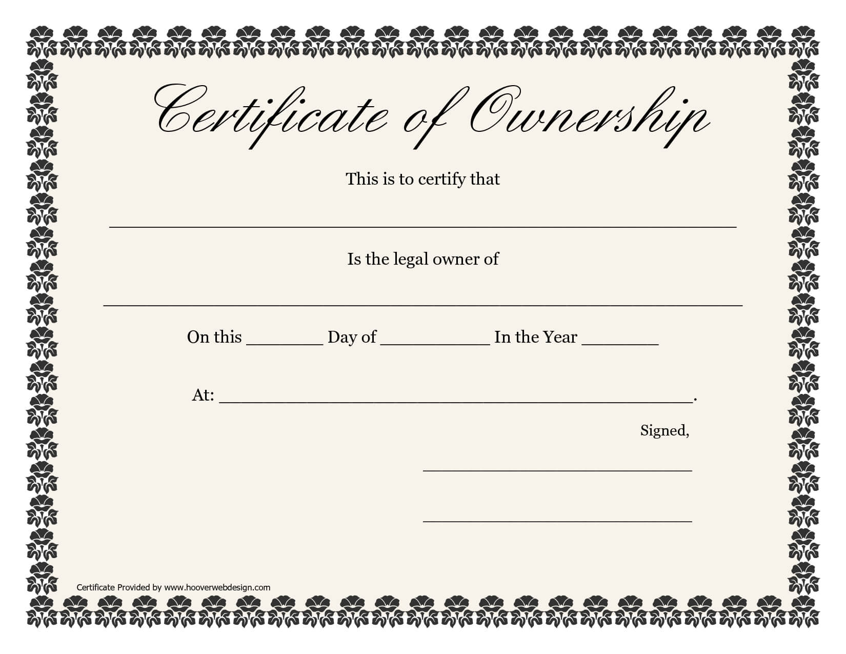 ❤️5+ Free Sample Of Certificate Of Ownership Form Template❤️ Pertaining To Certificate Of Ownership Template