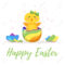 Easter Day Greeting Card Template With Cute Chick Hatched From.. With Regard To Easter Chick Card Template