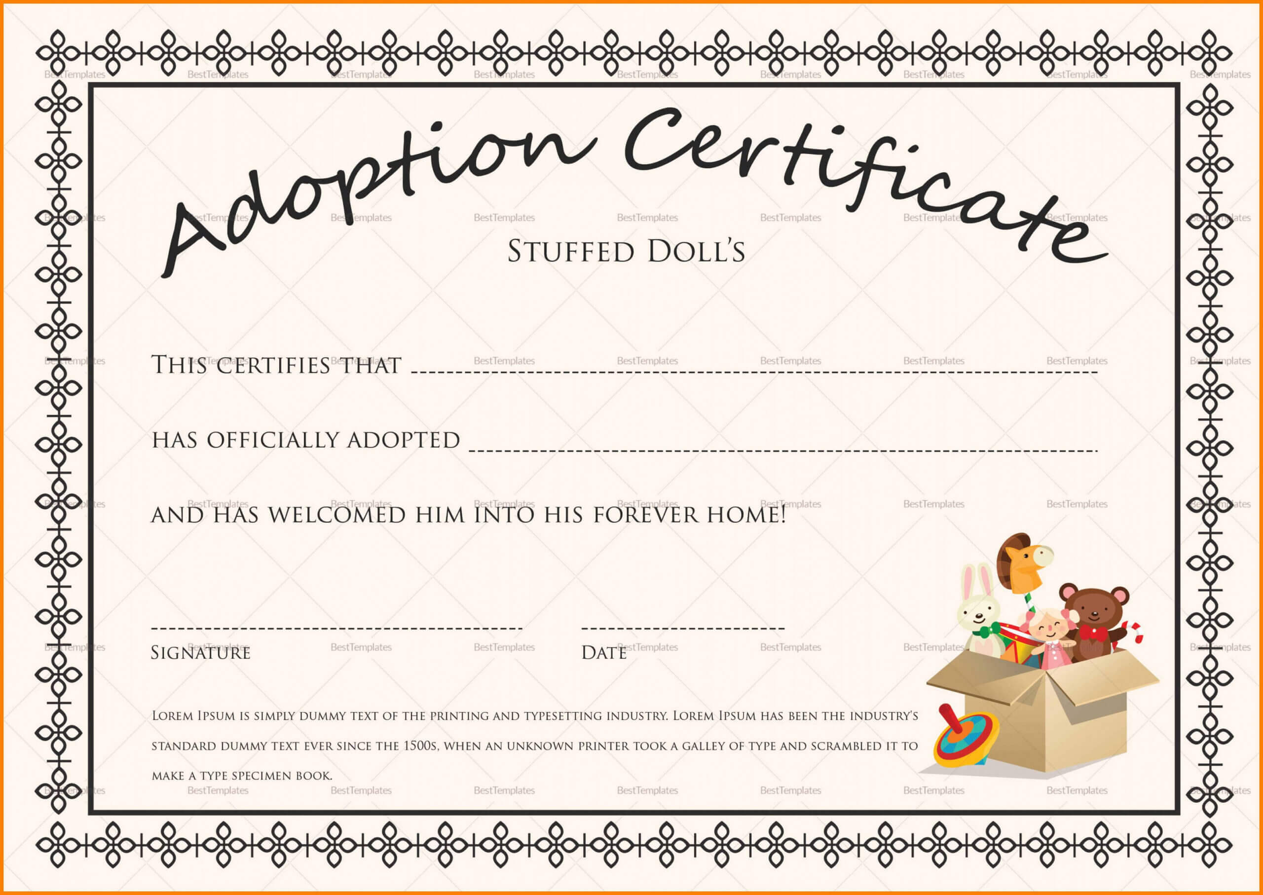 Editable Adoption Certificates Hadipalmexco Child Adoption With Regard To Adoption Certificate Template