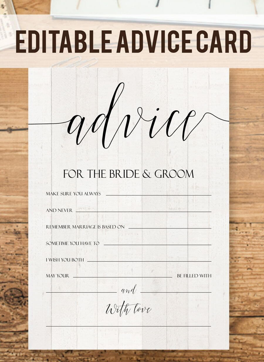 Editable Advice Cards For The Bride To Be, Custom Advice Within Marriage Advice Cards Templates
