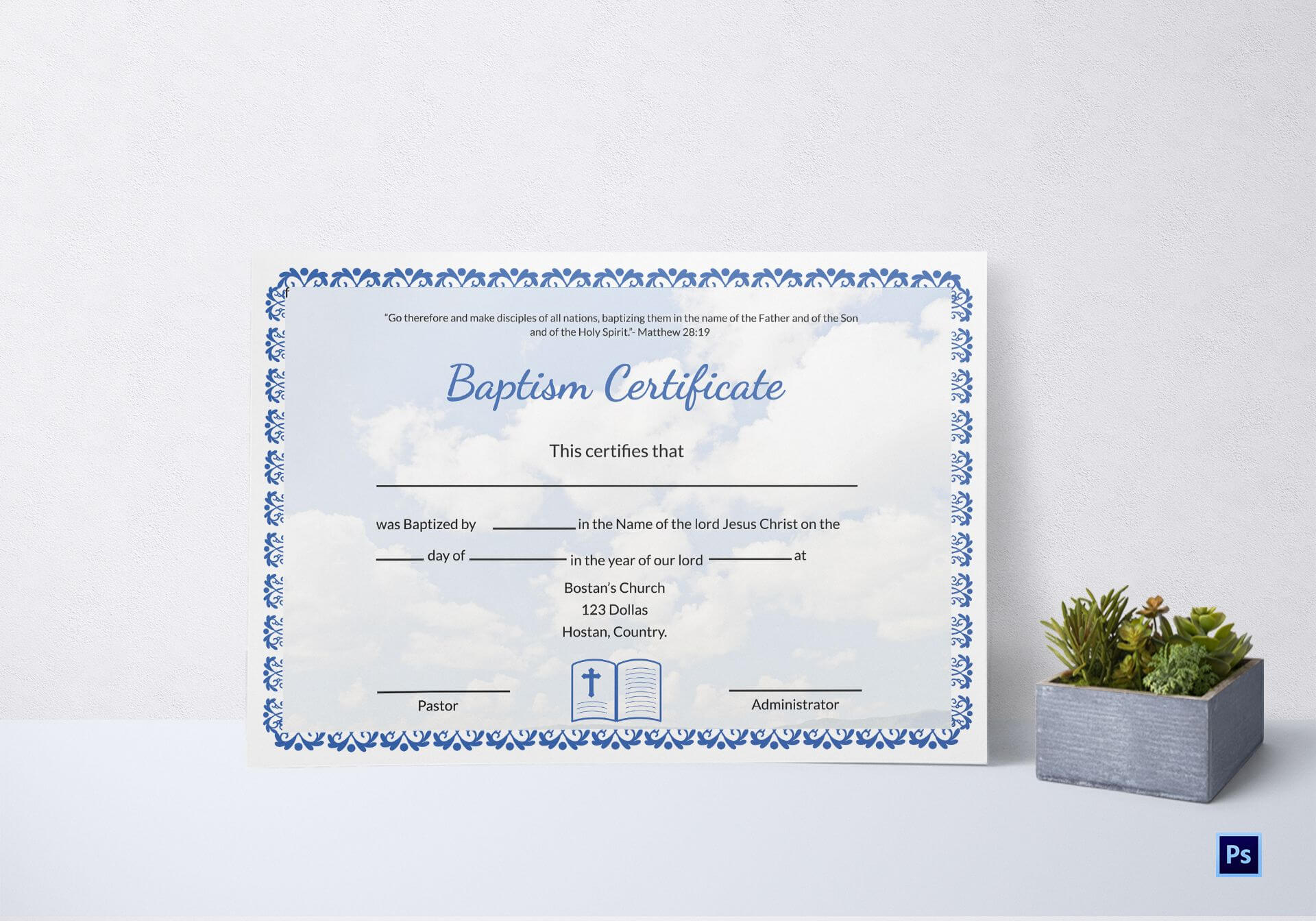 Editable Baptism Certificate Template For Baptism Certificate Template Word