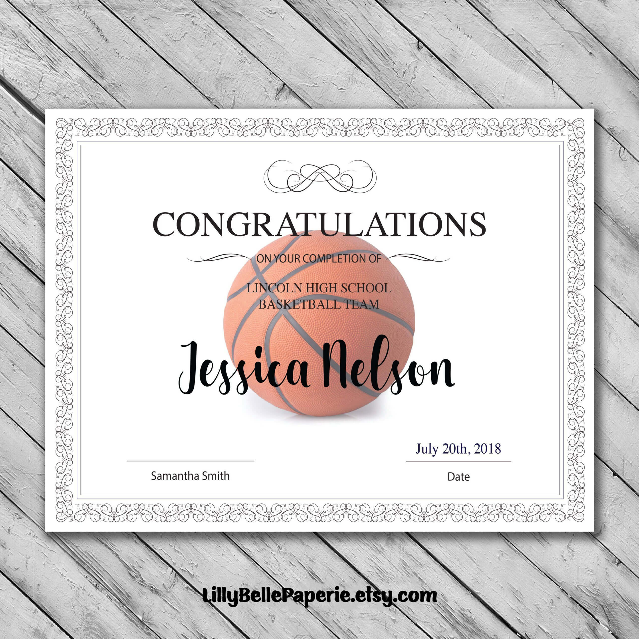 Editable Basketball Certificate Template – Printable Within Sports Award Certificate Template Word