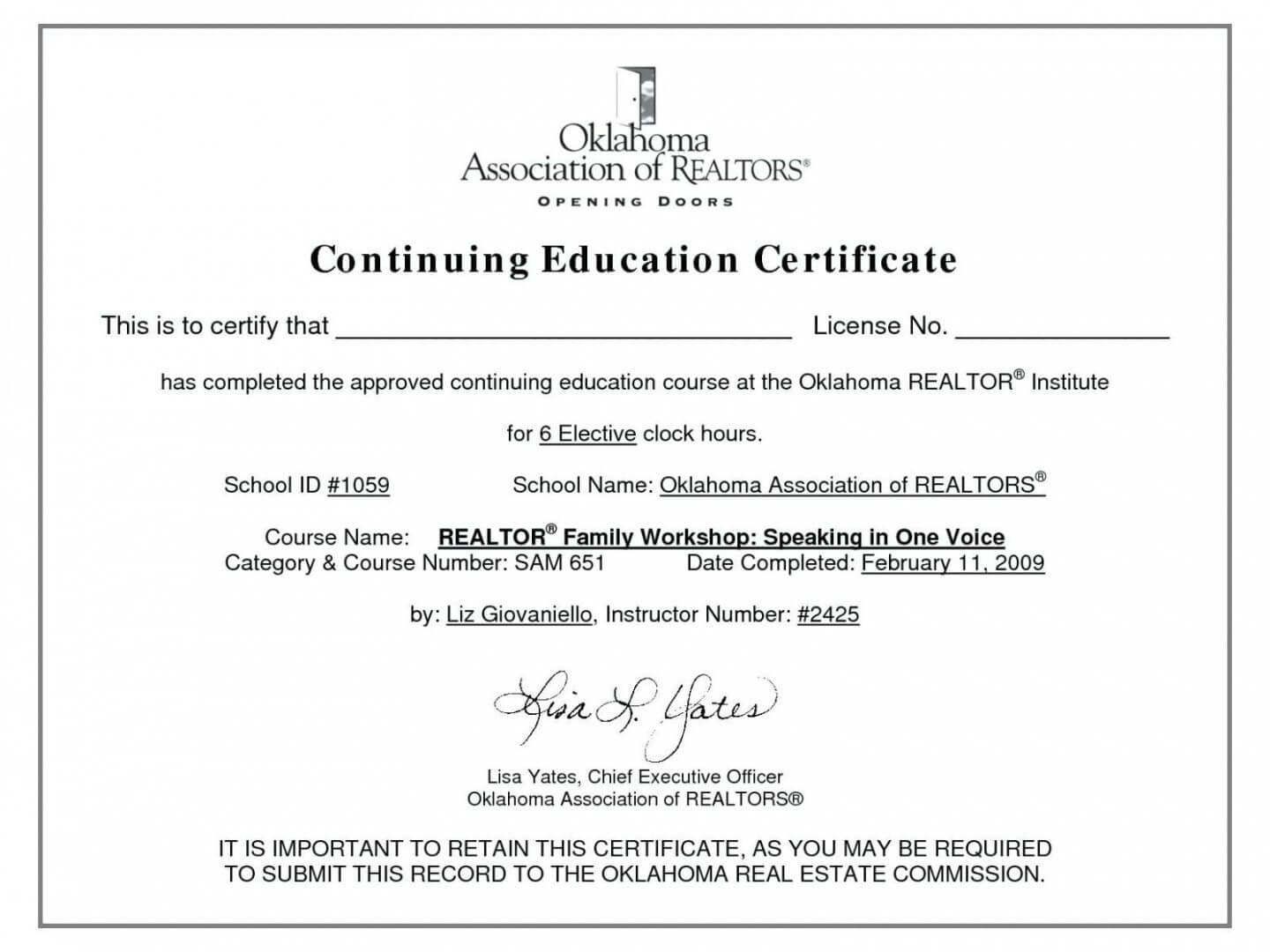 Editable Ceu Certificates Template Beautiful Continuing Regarding Continuing Education Certificate Template