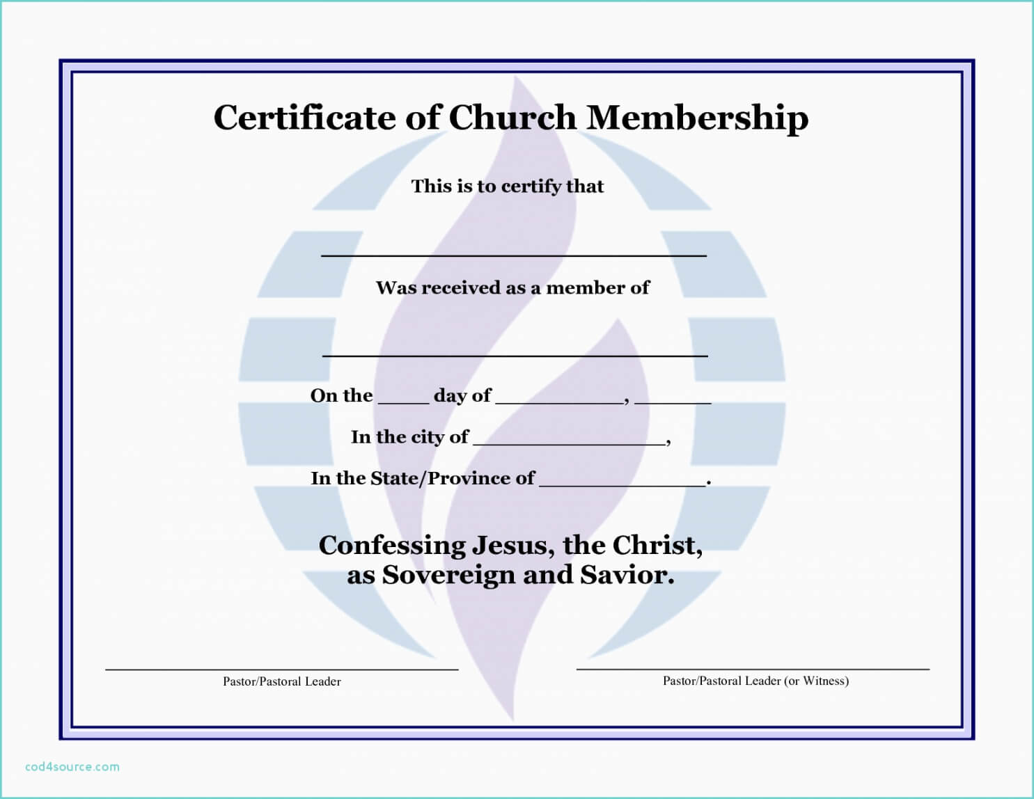 Editable Church Membership Certificate Template Word Church Intended For New Member Certificate Template