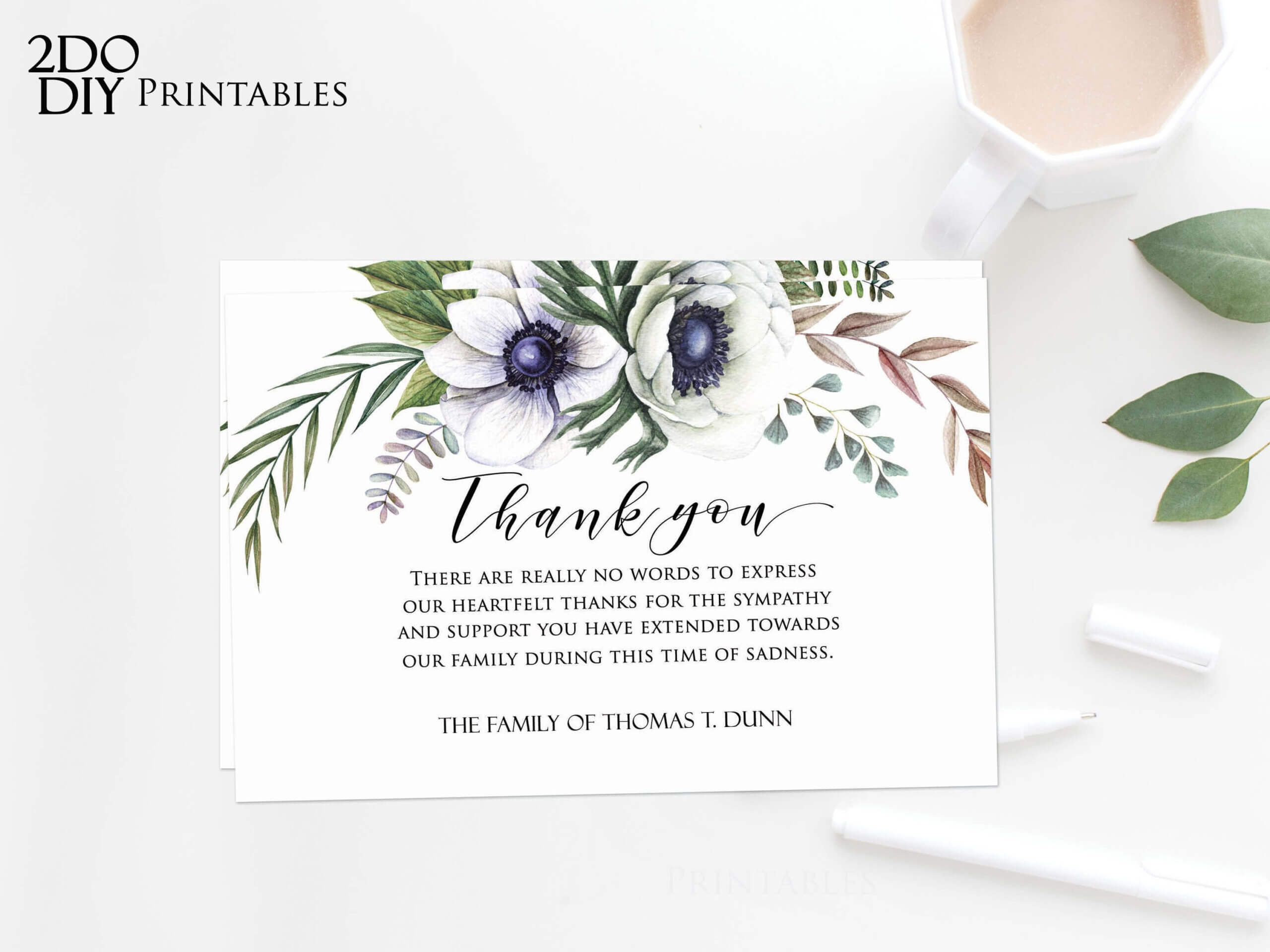 Editable Funeral Thank You Card | Memorial Editable Template Within Sympathy Card Template
