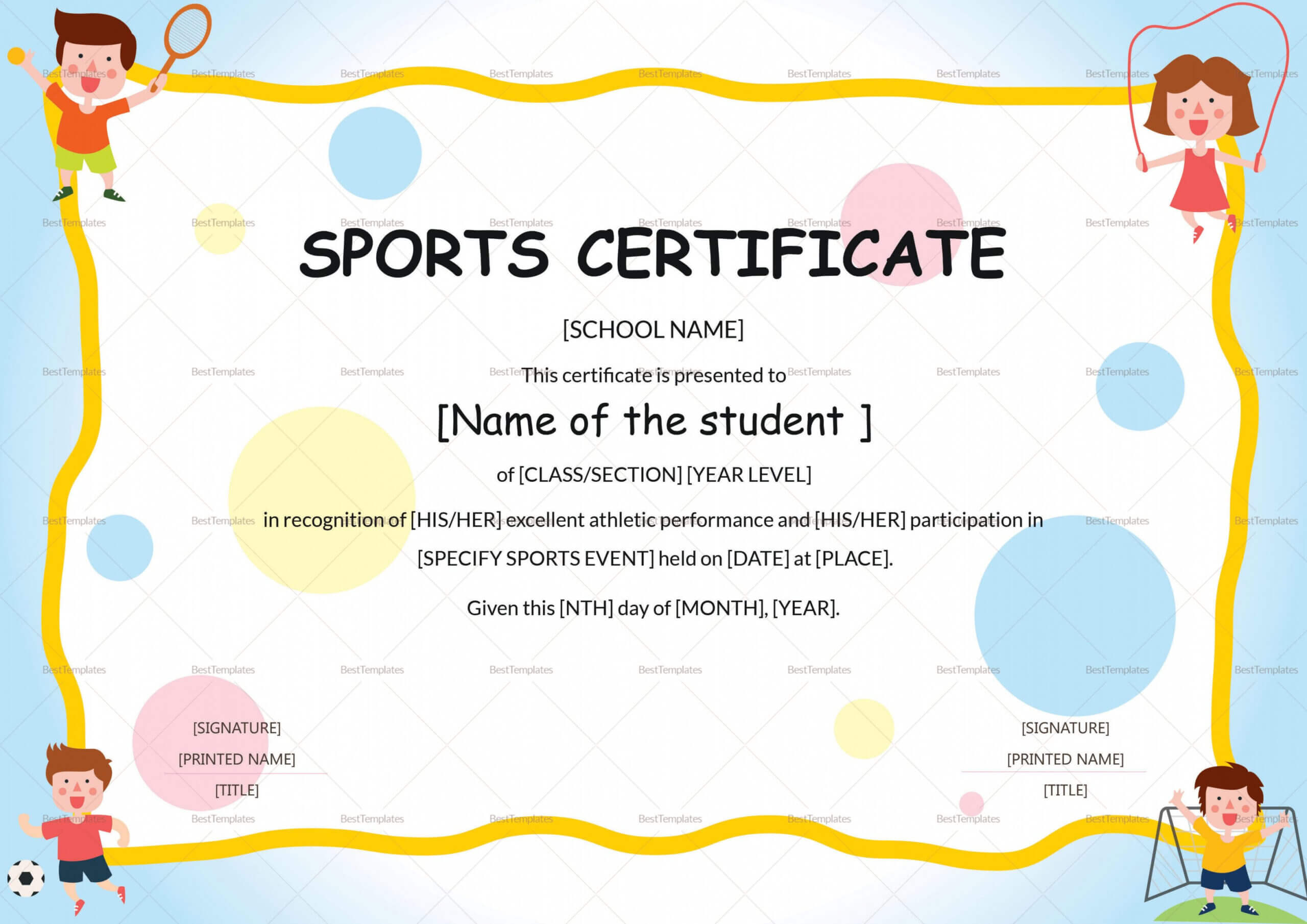Editable Sports Day Certificate Template Inside Athletic Certificate Template