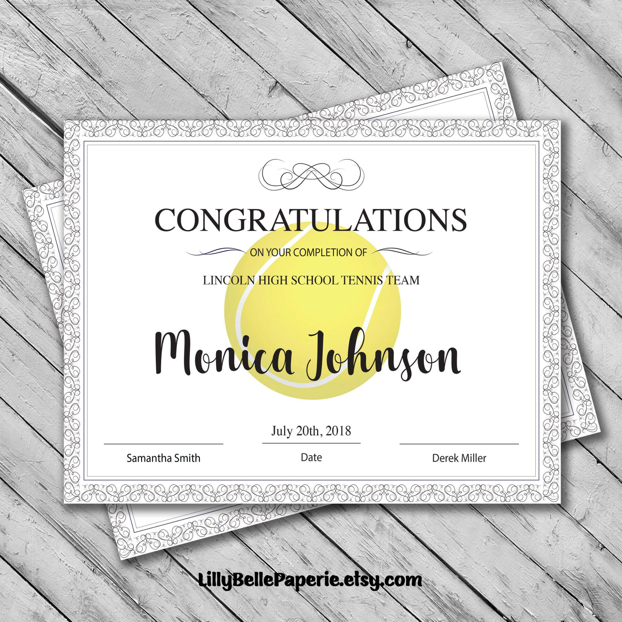 Editable Tennis Certificate Template - Printable Certificate Throughout Tennis Certificate Template Free