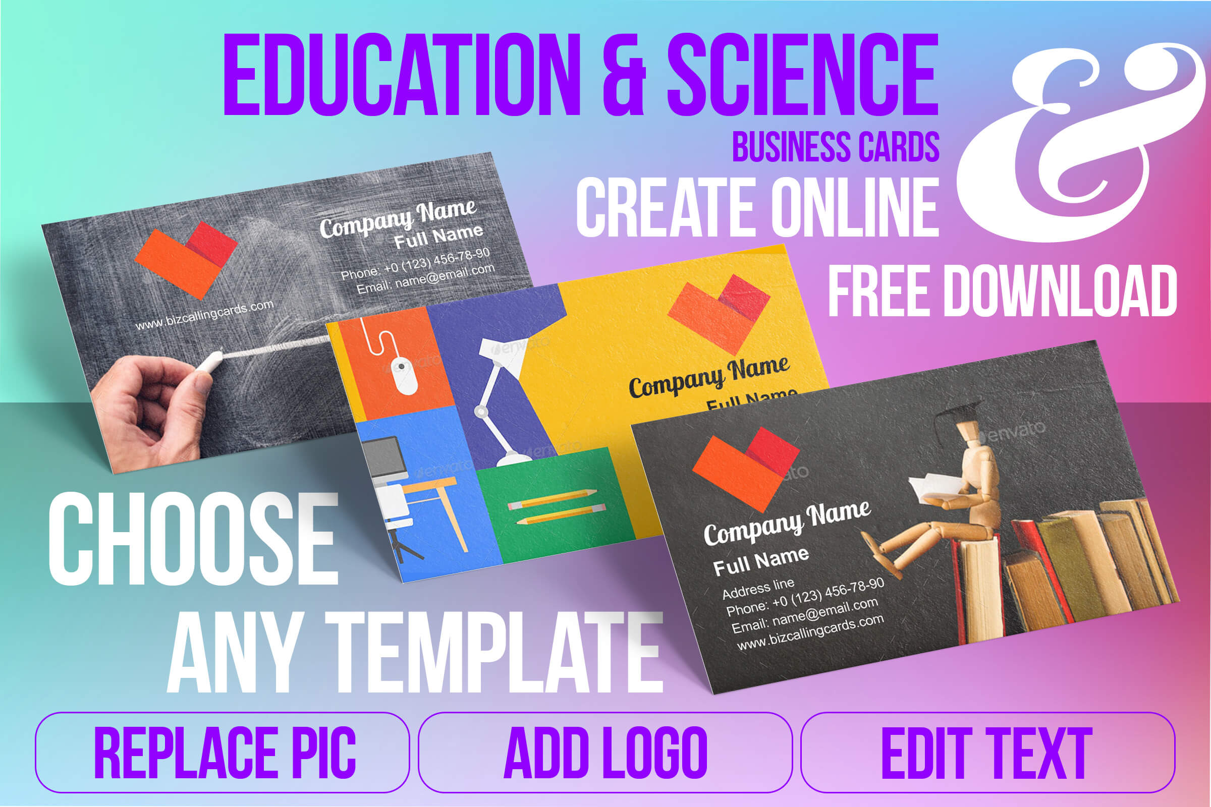Education & Science Business Card Samples For Create Custom For Business Cards For Teachers Templates Free