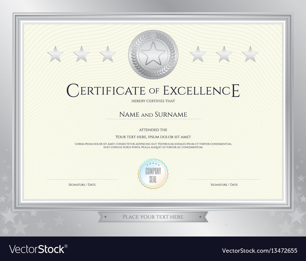 Elegant Certificate Template For Excellence Pertaining To Commemorative Certificate Template