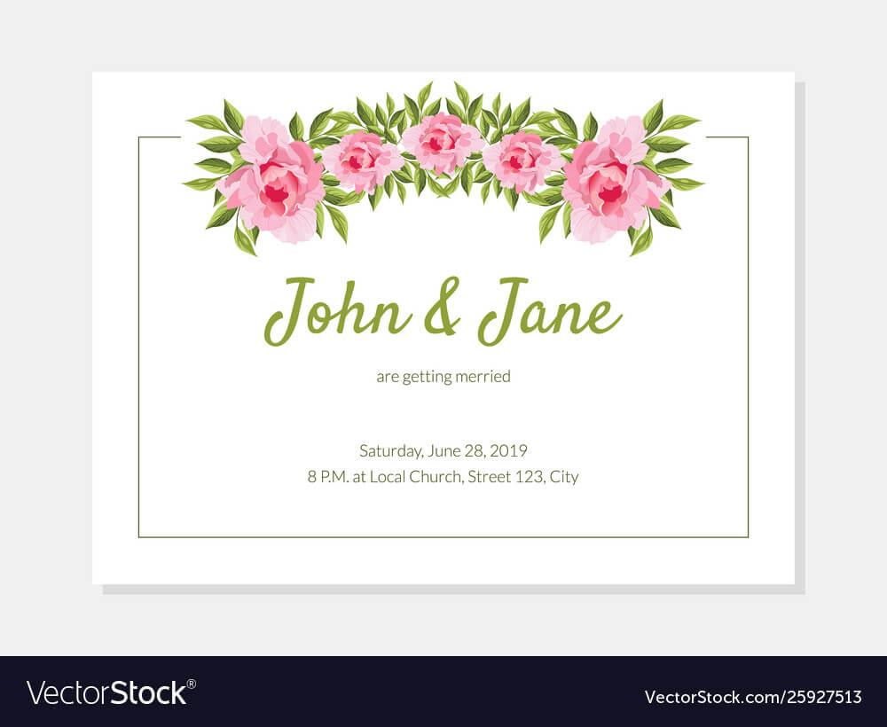 Elegant Flowers Frame Wedding Invitation Card Intended For Church Wedding Invitation Card Template
