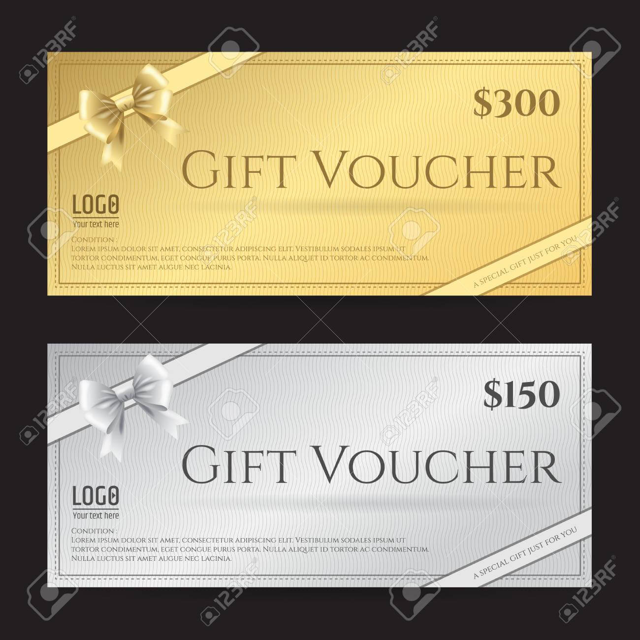Elegant Gift Card Or Gift Voucher Template With Shiny Gold And.. Pertaining To Elegant Gift Certificate Template