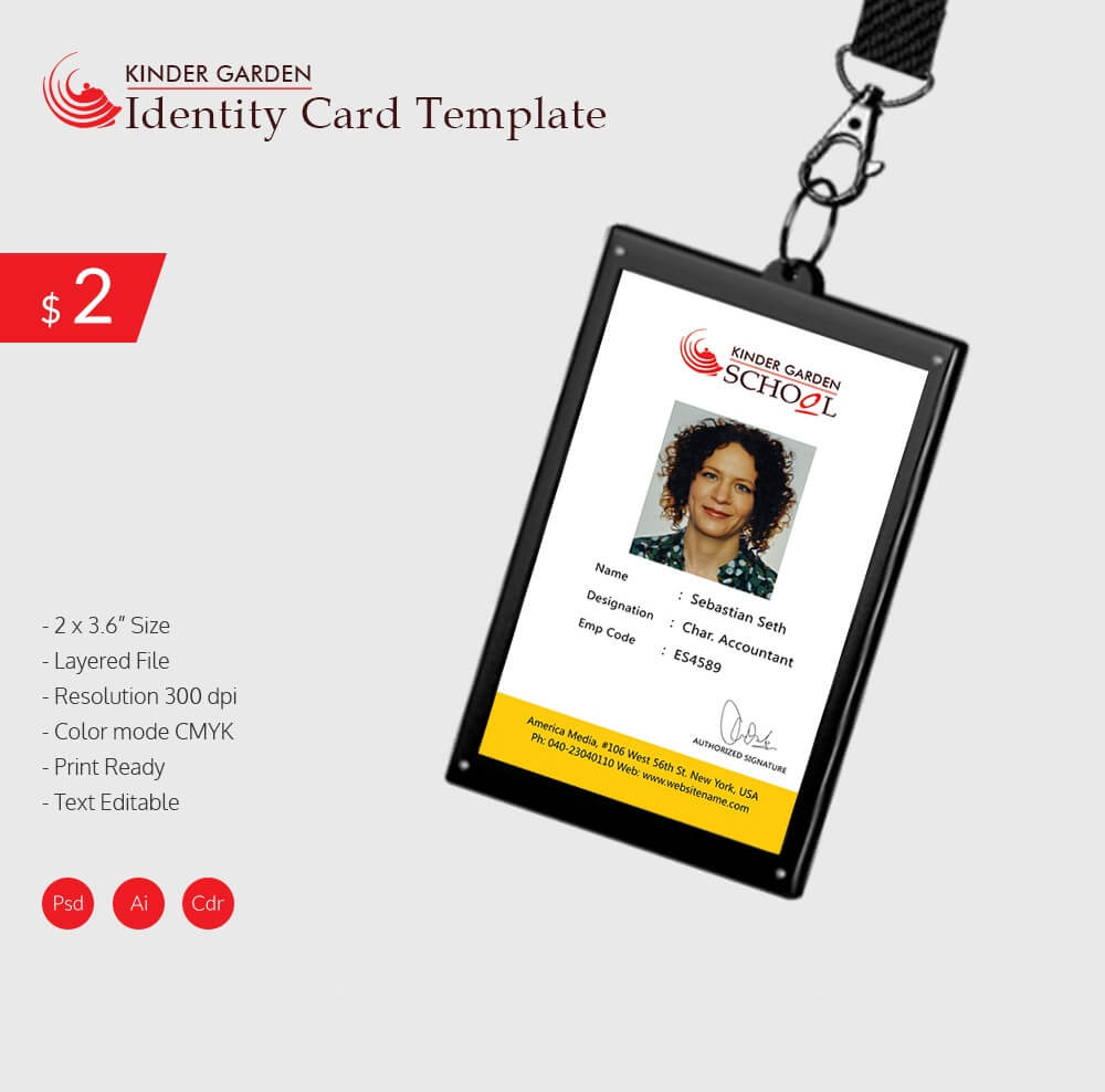 Elegant Kindergarten School Identity Card Download | Free Inside Sample Of Id Card Template
