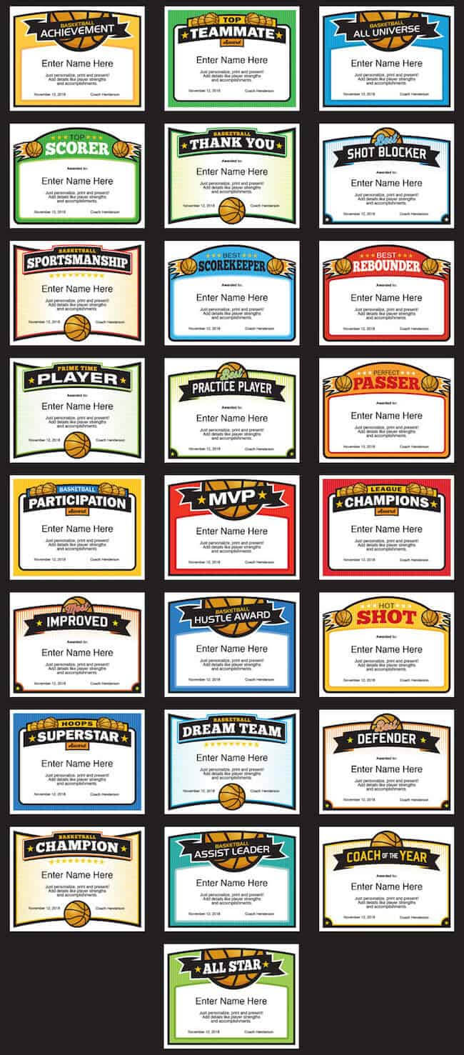 Elite Basketball Award Certificate Templates, Boys And Girls With Sports Award Certificate Template Word