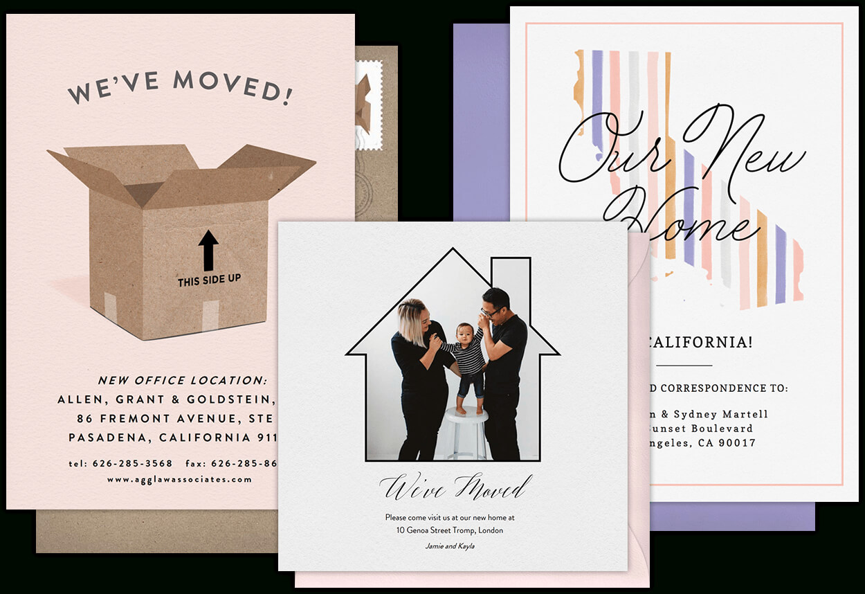 Email Online Moving Announcements That Wow! | Greenvelope Within Moving Home Cards Template