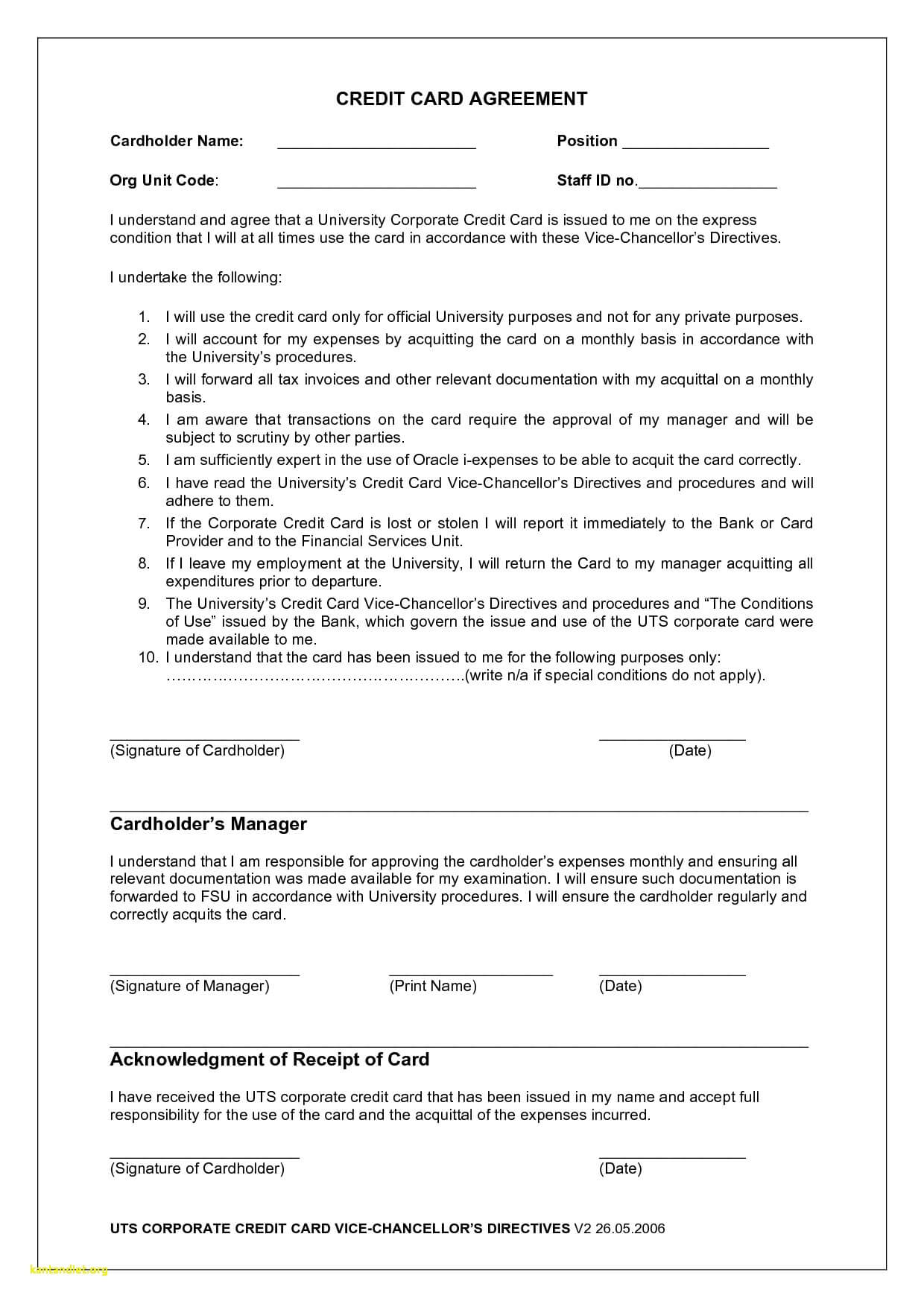 Employee Credit Card Agreement | Business Template Throughout Corporate Credit Card Agreement Template