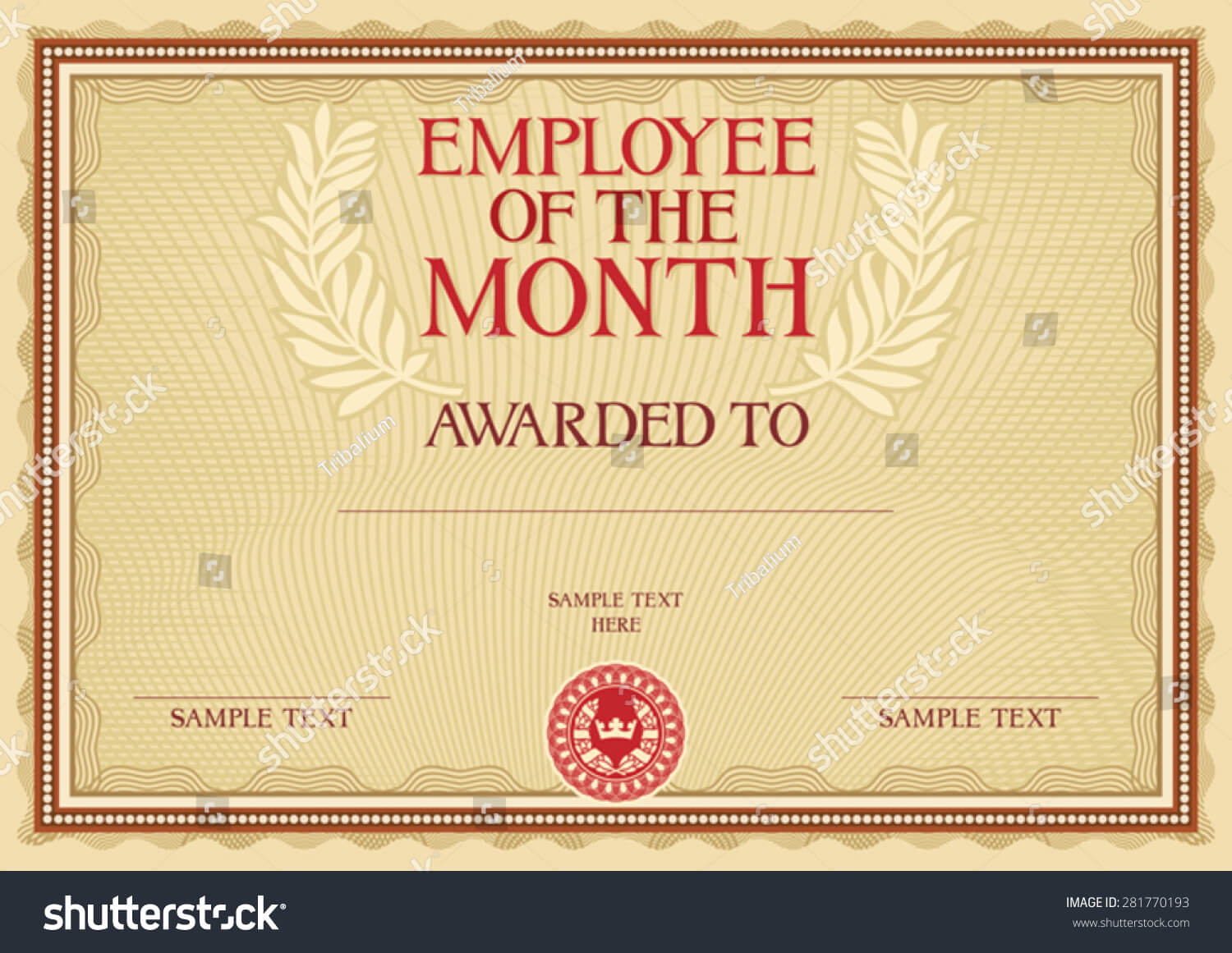 Employee Month Certificate Template Stock Vector (Royalty Pertaining To Employee Of The Month Certificate Template With Picture