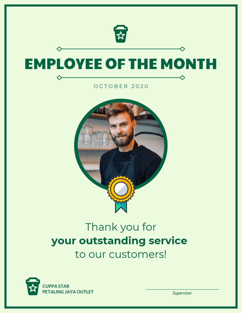 Employee Of The Month Certificate Template With Employee Of The Month Certificate Templates