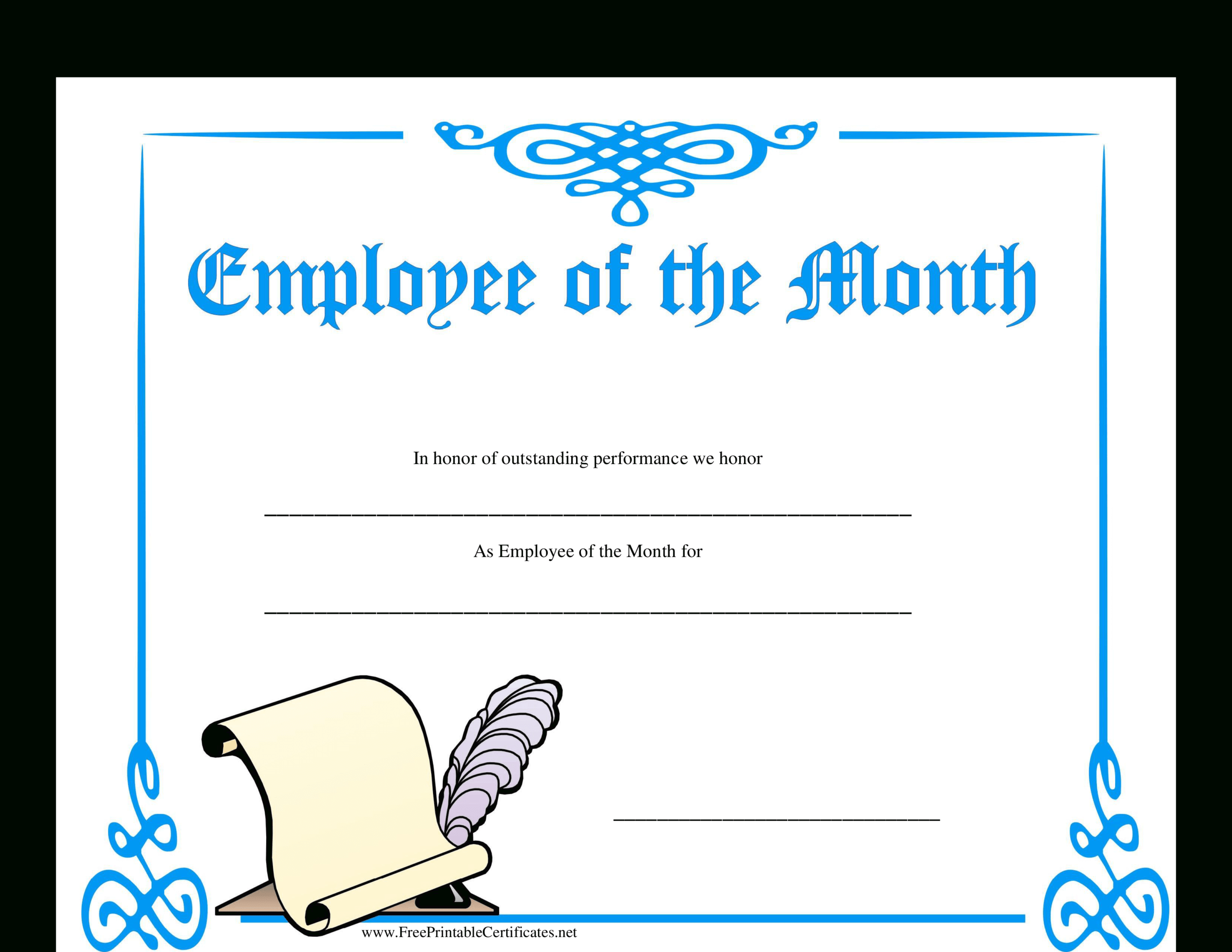 Employee Of The Month Certificate | Templates At Inside Employee Of The Month Certificate Template With Picture